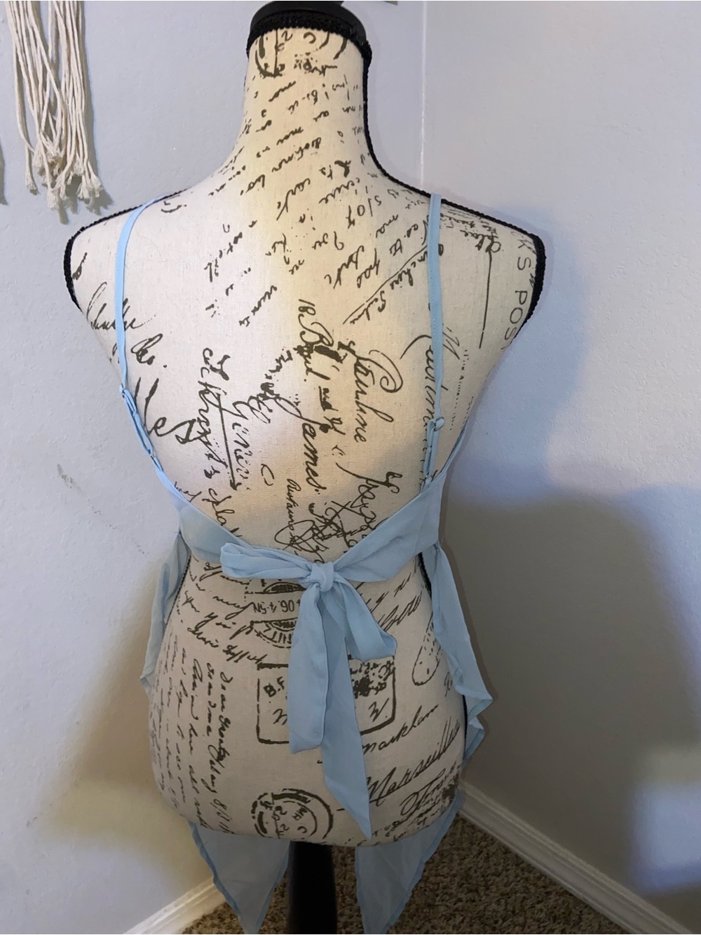 Peppermayo Light Baby Blue Sheer Babydoll Chemise with Tie Front Adjustable - Picture 5 of 6